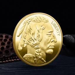1pc American Buffalo Golden Coin: Uma Medalha Comemorativa Única em Honra a Cabeça do Velho Buffalo! - Image 1