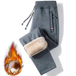 Calças engroçadas forrado de velo masculino, à prova de vento, confortável, respirável, durável, bolsos com zíper, moletom feito, manter quente, inverno - Image 5