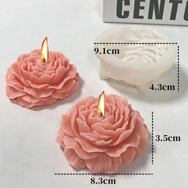 Moldura em Silicone de Peônia 3D para Velas Artesanais, Aromaterapia e DIY em Gesso, Resina e Sabonete - Presente Perfeito para o Lar