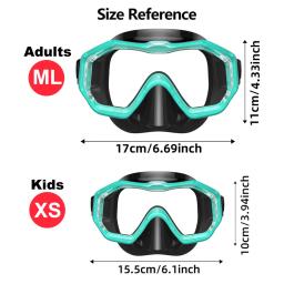 Máscara de snorkel de visão ampla para adultos e crianças, 3 lentes, ajustável, hd, panorâmica, mergulho, mergulho, natação, mergulho - Image 6