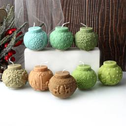 3d bola de natal vela molde de silicone diy em relevo lanterna bola vela perfumada fazendo molde natal elk concreto gesso molde - Image 4