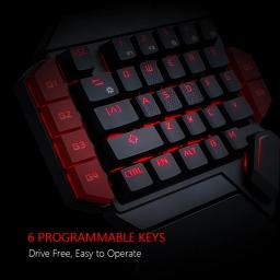 Teclado para jogos com fio USB de mão única, Retroiluminação RGB, Mini teclado para gamer, Computador portátil, Desktop, PC, Ergonômico, 35Key - Image 4