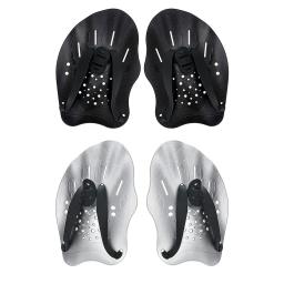 1 par de pás de mão para natação, luvas de treinamento ajustáveis, webbed, profissional, curso subaquático, cinza prateado - Image 1