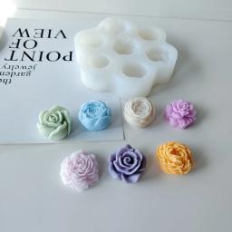 Moldes De Flor De Silicone Para Cozimento, 3D, Rosa, Peônia, Chocolate, Bolo, Vela Artesanal, Sabão, Gesso, Resina, Ferramentas De Fabricação De Artesanato, 7Pcs - Image 3