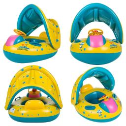 Inflável Swim Trainer para crianças, bóia do bebê, acessórios de praia, anel de piscina, natação infantil, pára-sol, anéis de assento círculo verão - Image 4