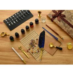 Conjunto de tinta de caneta de imersão de pena antiga, kit de carimbo de vedação de cera, caneta de caligrafia, escrita de letras, caneta de pena, selo de cera - Image 4