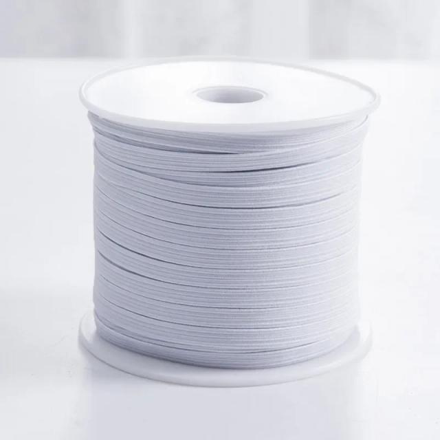 Banda de Costura Elástica Lisa - Carretel de 5 Jardas em Branco e Preto para DIY, Acessórios Artesanais nas Larguras de 3mm a 12mm