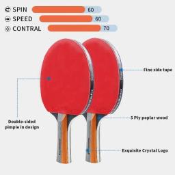 2 pçs raquete de ping pong raquetes de tênis de mesa conjunto longo/curto lidar com espinhas-em borracha de alta qualidade pás de ping pong com saco - Image 4