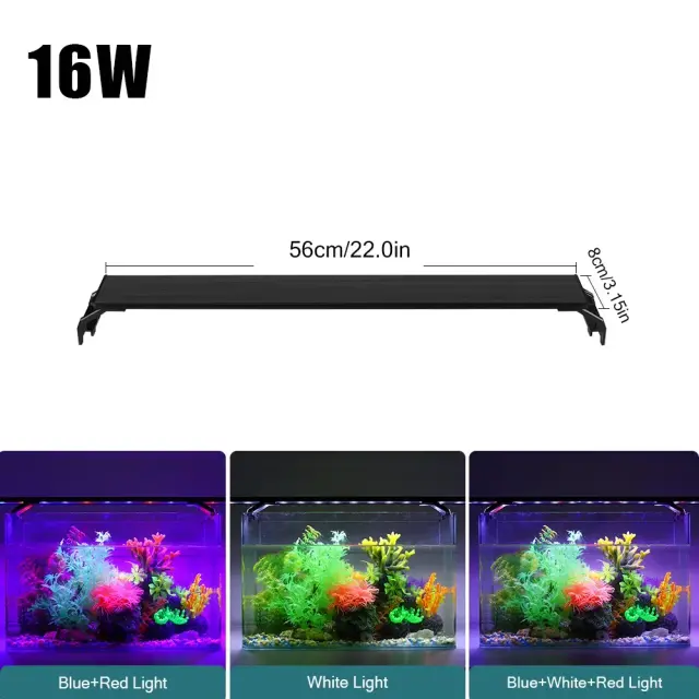 Iluminação LED Espectro Completo para Aquário com Controle Externo e Suporte Extensível de 20-63cm, 110V-240V