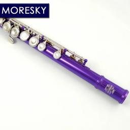 MORESKY-Flauta com chave E, 16 furos próximos, chaves C, cuproníquel, niquelado, roxo, MFL-604 - Image 6