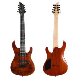 24 trastes guitarra elétrica 8 cordas instrumentos musicais 39 Polegada árvore burl pele superior sólido okoume corpo de madeira nova chegada - Image 1