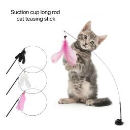 Gato Teaser Vara com Sino, Vara Longa Pena, Ventosa, Puzzle Toy, Pet Suprimentos, Pet Provocando - Image 1