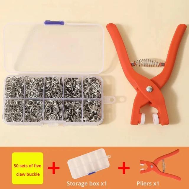 Alicate de Fixação Metal Snaps com 50 Conjuntos para Costura e Artesanato DIY em Roupas e Chapéus