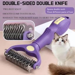 Double-Sided Undercoat Rake Comb para cão e gato, Pet Deshedding escova, Dematting Tool, Grooming e Dematting - Image 1