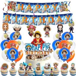 Anime One Piece Party Louça, Prato Luffy, Copo, Balão, Banner, Bolo Topper, Decorações Suprimentos para Meninos, Festa de Aniversário - Image 2