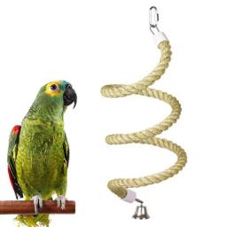 Pássaro do animal de estimação papagaio sino suporte poleiro corda de algodão mascar barra gaiola pendurado balanço brinquedo - Image 3