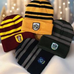 Chapéu e Luvas de Malha Hogwarts para Crianças, Acessórios Quentes, Grifinória, Sonserina, Decoração de Logotipo, Presentes de Festa - Image 1