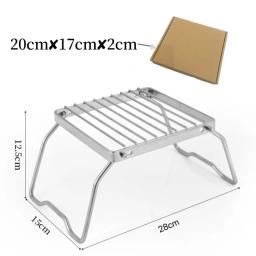Suporte de fogão de aço inoxidável ao ar livre acampamento portátil dobrável mini churrasco rack pote titular bandeja cozimento - Image 4