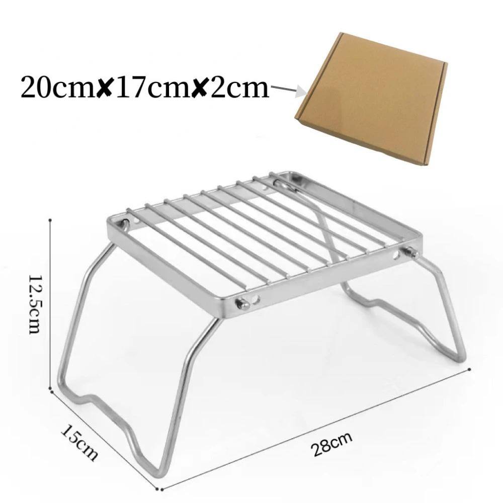 Suporte de fogão de aço inoxidável ao ar livre acampamento portátil dobrável mini churrasco rack pote titular bandeja cozimento - Image 1