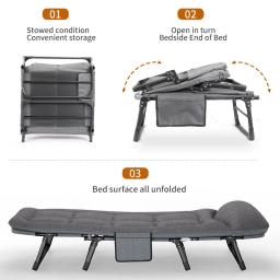 Reclinável cama dobrável com almofada traseira ajustável, cadeira dobrável preguiçoso, Camping, pesca, relaxar Quarto - Image 5
