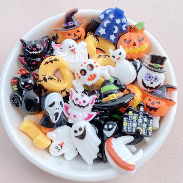 Ornamentos de Resina para Halloween: Coleção de 30 Peças para Joias e Acessórios de Cabelo com Frete Grátis