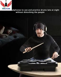 Tambor eletrônico portátil para crianças e adultos, instrumento musical - Image 2