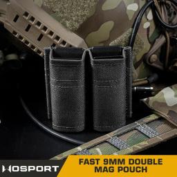 Molle Tactical Double Mag Pouch, Tiro ao ar livre Mag Carrier, Caça Airsoft Acessórios, CS Wargame, 9mm, Rápido - Image 6