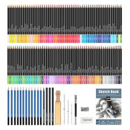 Desenho e Desenho Conjunto de Pintura, Inclui 120 Lápis Coloridos, 12 Lápis Sketch, 3 Charcoal Book, Sharpener, 144pcs - Image 3
