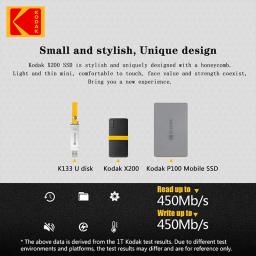 Kodak x200 disco rígido ssd externo hd externo 1tb usb3.1 mini portátil ssd 256b 512gb 1tb para laptops smartphone ps4 pc mac tv - Image 4