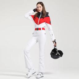 Fatos de esqui para neve GSOU para mulheres, à prova de vento, grossos, esportivos, snowboard, conjuntos de peça única, impermeáveis, macacões de esqui, isolamento - Image 1