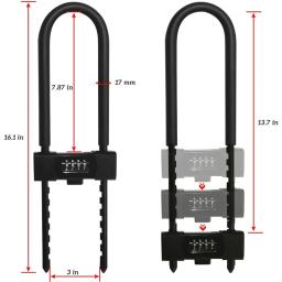 U lock-bloqueio em u de combinação de bicicleta, cadeado de combinação de quatro posições, cadeado de manilha longa, com manilha ajustável, portas de vidro - Image 6