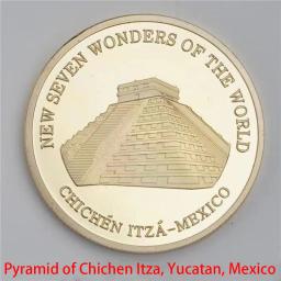 Seven Wonders-Banhado a ouro Challenge Coin, Badge World Architecture, Decoração Gold Coin, Coleção de Moedas Comemorativas, 7 peças por conjunto - Image 3