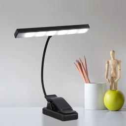 Lâmpada livro recarregável e longa duração, suporte música para piano, clipe na luz do livro - Image 1