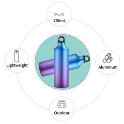 Garrafa De Água De Alumínio Com Mosquetão, 750ml, Portátil, Reutilizável, À Prova De Vazamento, Caminhadas, Viagens, Esportes Ao Ar Livre, Ginásio De Fitness - Image 4