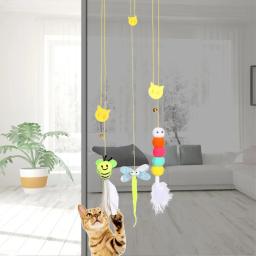 Retrátil pendurado porta tipo brinquedo interativo para gatinho, gato brinquedos, elasticidade, mouse, catnip, corda de arranhão, pet fornecimentos, presente - Image 5