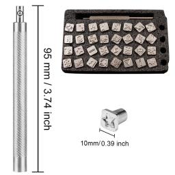 32 peças de couro carimbar ferramentas de artesanato de couro para diy padrão de aço selo perfurador conjunto 10*10mm - Image 2