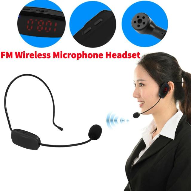 FM Headset Sem Fio com Microfone, Megafone Multi-Channel Ideal para Palestras, Ensino e Guias de Tour