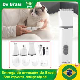 Newpet Kit 4 em 1 para tosa de animais de estimação Kit profissional de aparador de pelos para animais de estimação Aparador elétrico de pelos para gatos Baixo ruído Recarregável Pusher Nails - Image 1