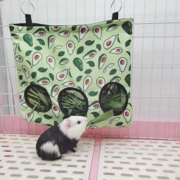 Alimentador de feno para cobaias Saco de alimentação de coelho Alimentador de animais pequenos Dispensadores de comida de coelho Acessórios para gaiola 3 furos - Image 2