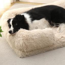 Cama grande cachorro, anel de pelúcia, cachorro, esteiras de dormir no chão, sofá, canil colchão, pet fornecimentos, inverno - Image 6