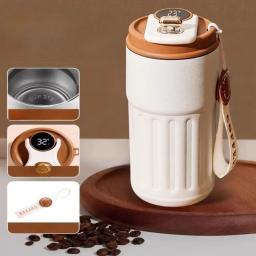 Caneca térmica de aço inoxidável, Garrafa térmica a vácuo, Smart Temperature Display, Copo de café, Portátil comercial, 450ml, 316 - Image 3