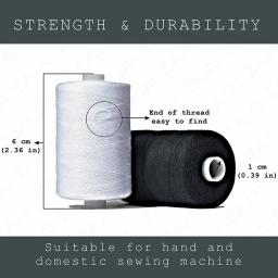Conjunto de Linha Eajai-Poliéster para Máquinas Manuais, Linhas De Costura, Fios De Tricô, Forte, Durável, Preto, Branco, 500m, 4Pcs - Image 2