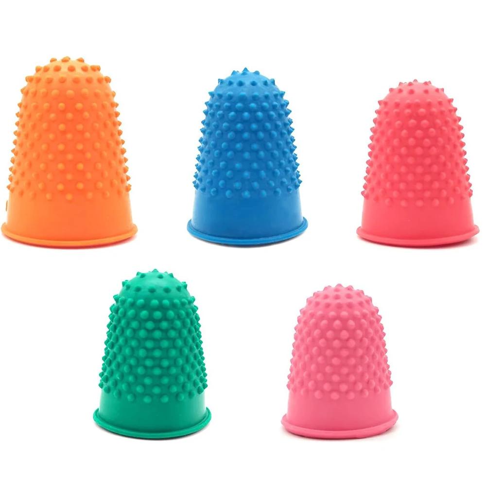 Silicone Dedo Protetores, dedal, manga, Dicas Guarda, ponta do dedo, polegar, almofadas para bordado, costura, corte, 5pcs - Image 1