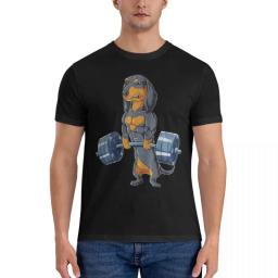 Homens Engraçados Deadlifting Dachshund Musculação Camisetas, Salsicha Cão, 100% Algodão Roupas, Novidade Manga Curta, Gola Redonda - Image 1