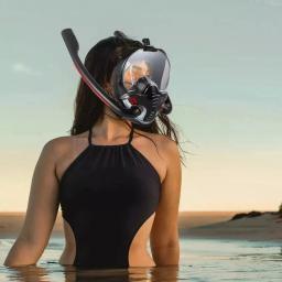 Tubo duplo Silicone Snorkeling Máscara, Full Dry Mergulho Máscara, Adulto Óculos De Natação, Auto-contido, Respiração Subaquática - Image 6