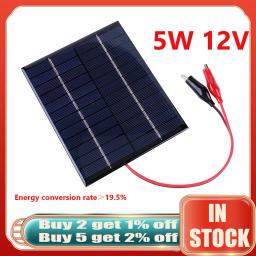 Painel solar 5w 12v acampamento caminhada à prova dportable água ao ar livre portátil célula power bank bateria carregador solar para o telefone móvel bateria de carregamento - Image 1