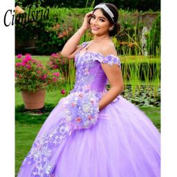 Lindo lilás quinceanera vestidos para 15 ano 2022 vestido de baile querida fora do ombro longo vestido de festa para a menina - Image 2