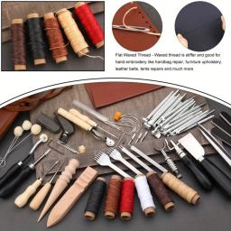 Kit De Ferramentas De Trabalho De Couro Com Saco De Armazenamento, Ferramentas De Escultura De Couro, Artesanato Para Perfuração De Corte - Image 2