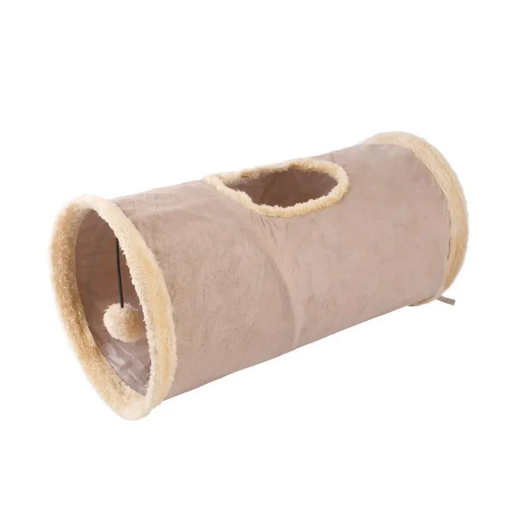 Túnel de pelúcia dobrável para pet, canal dobrável, brinquedo educativo, brinquedos interativos, suprimentos para cachorros, camurça, quente, inverno - Image 1