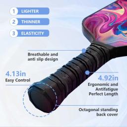 Raquete De Pickleball De Fibra De Carbono Raw, superfície texturizada grafite para suporte a rotação, Personalização - Image 4
